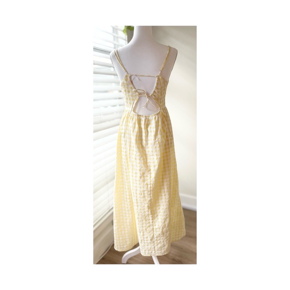 Zara Yellow Gingham Spaghetti-Strap Midi Dress - Picture 5 of 6